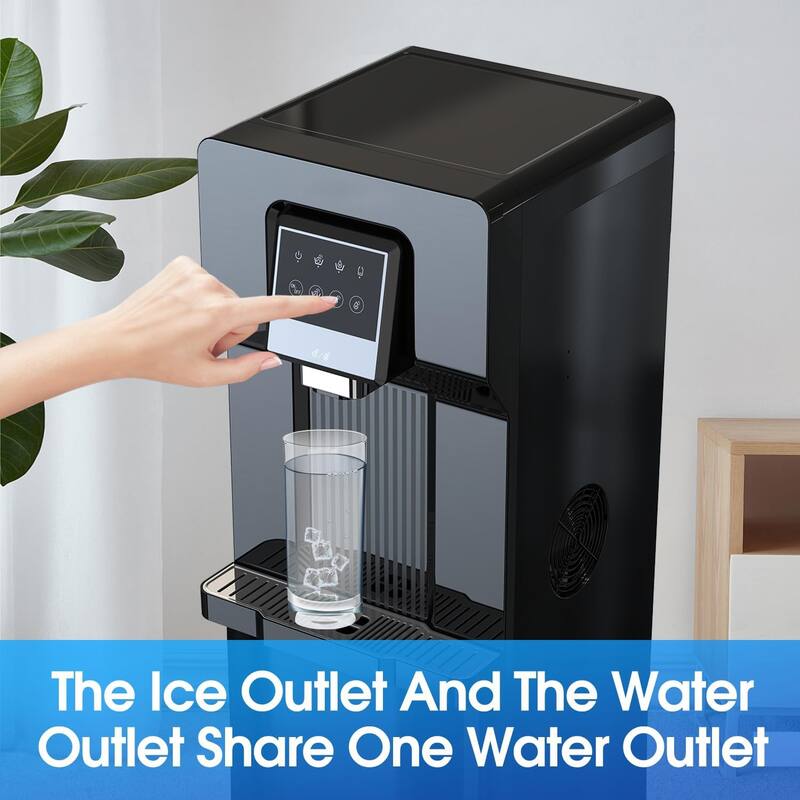 2-in-1 Bottom Loading Black 27lbs/24h LCD Display Water Dispenser Cooler with Built-in Ice Maker