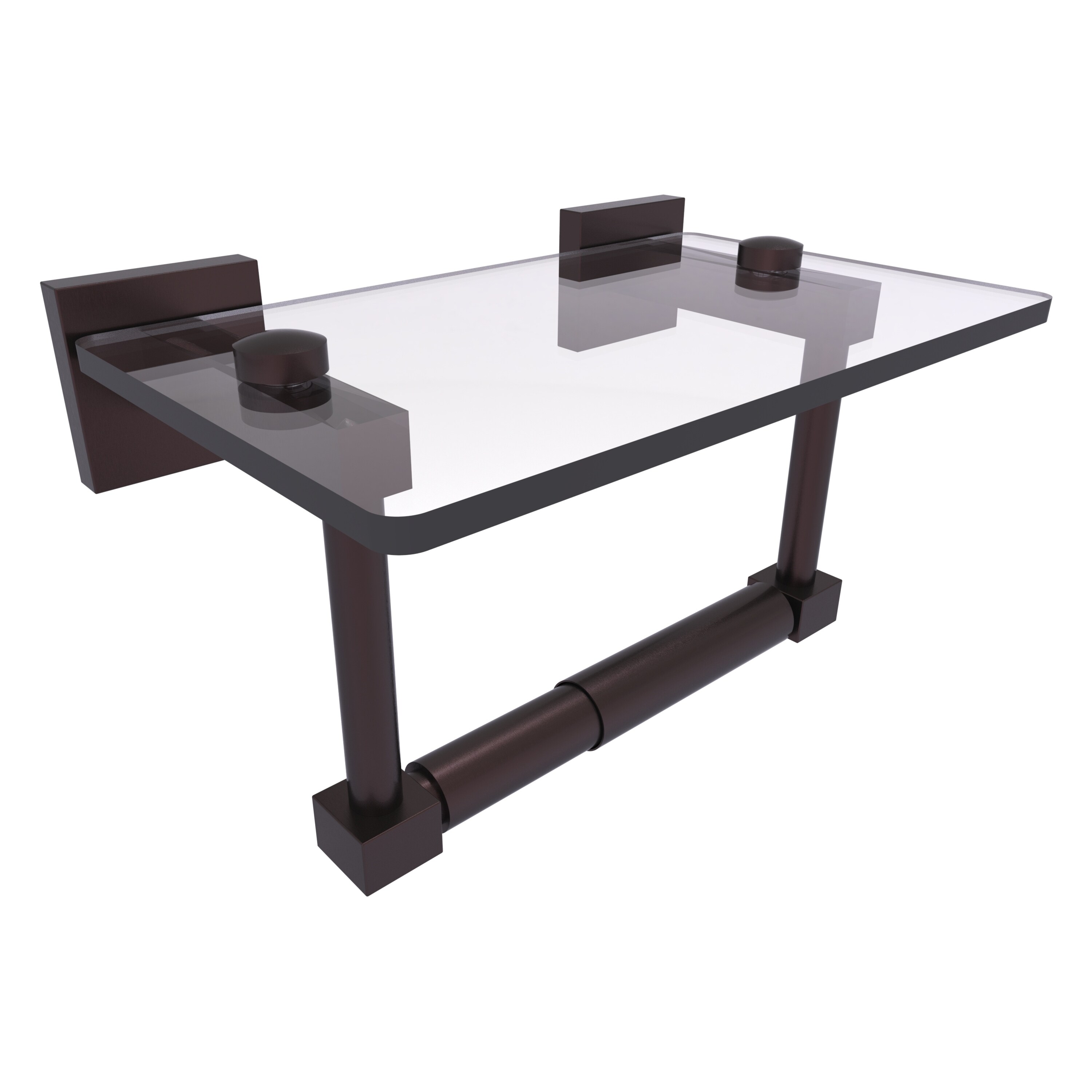 Allied Brass Montero 2 Post Toilet Paper Holder with Glass Shelf