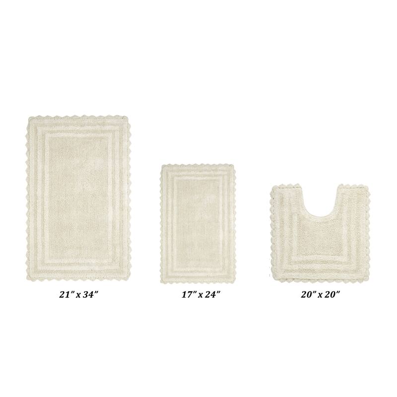 Better Trends Bath Rugs Set 100% Cotton Soft & Water Absorbent Tufted Bathroom Rug for Shower, Sink Bath Mats Lilly Crochet