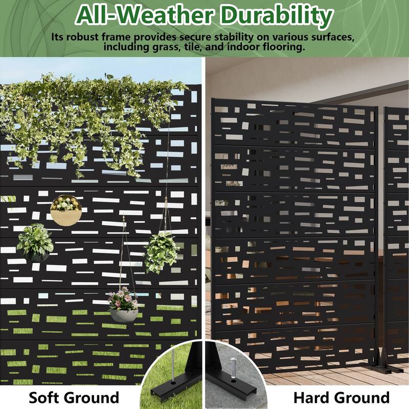 Outdoor Metal Privacy Screen Fence Panel Set of 2