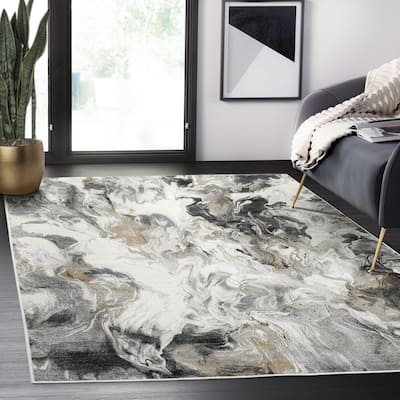 Abani Rugs Regal REG500 Swirl Abstract Low Pile Area Rug