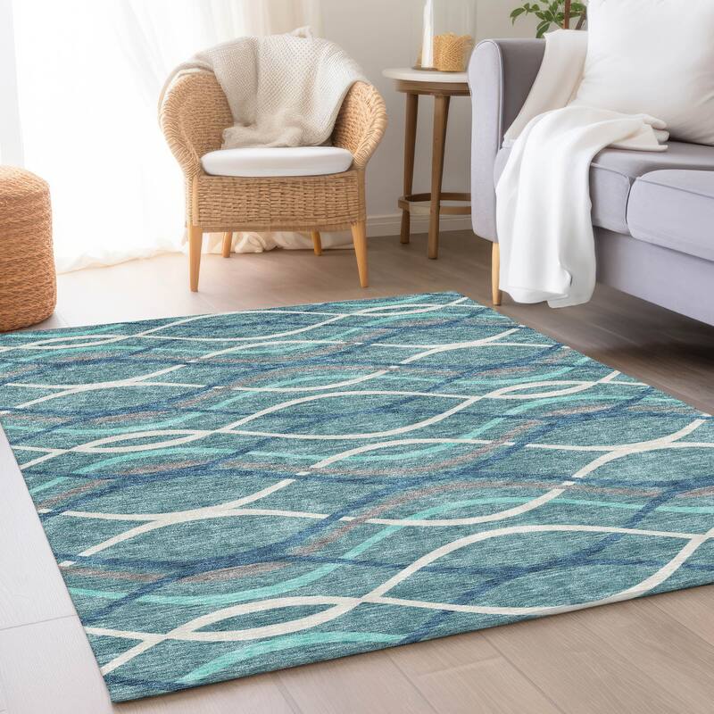 Machine Washable Indoor/ Outdoor Chantille Contemporary Deco Rug