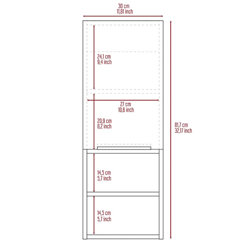 Bathroom Cabinet With Two Internal Shelves,Two External Shelves,Single Door - N/A