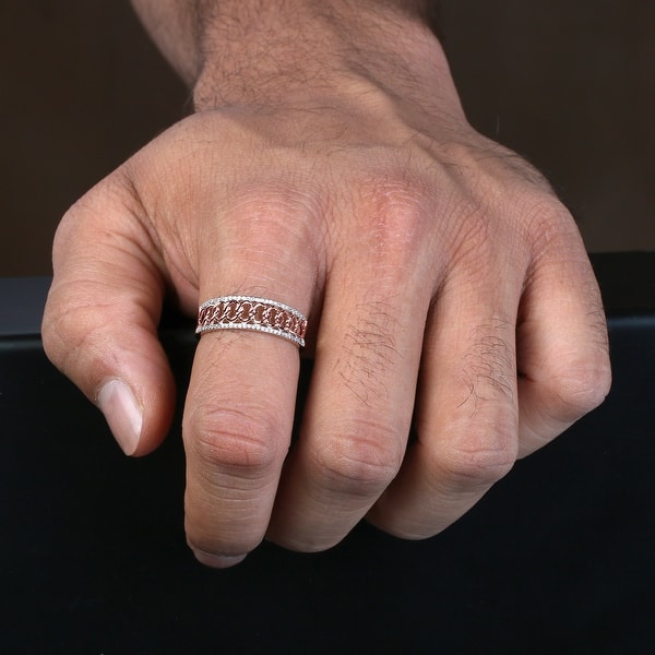 slide 1 of 13, 1/6ct TDW Diamond Cuban Link Mens Band in 10k Gold by De Couer