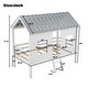 preview thumbnail 8 of 7, Twin Size Low Loft House Bed with Roof and Two Front Windows , White