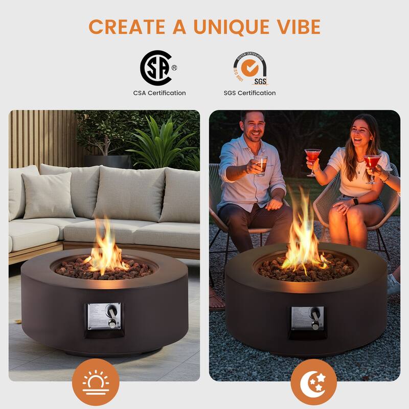 Outdoor Propane Fire Pit Table with Tank Storage and Weather-Resistant Cover