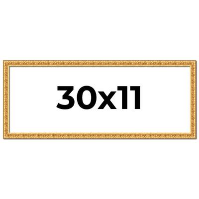30x11 Frame Gold Real Wood Picture Frame Width 1 inches | Interior
