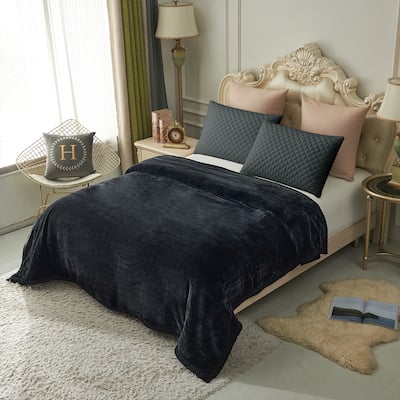 Thicken Reversible Solid Mink Fleece Blanket Fuzzy Cozy Bed Blanket for Couch Camping
