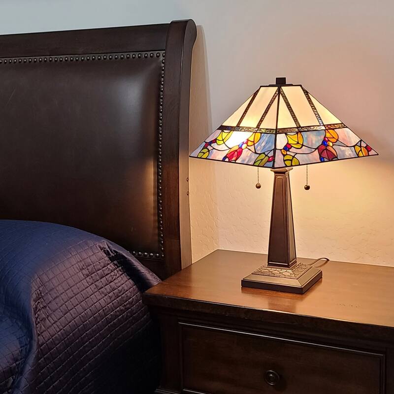 22-Inch Dark Brown Metal Candlestick Table Lamp with White Shade - 11" x 21" x 22"