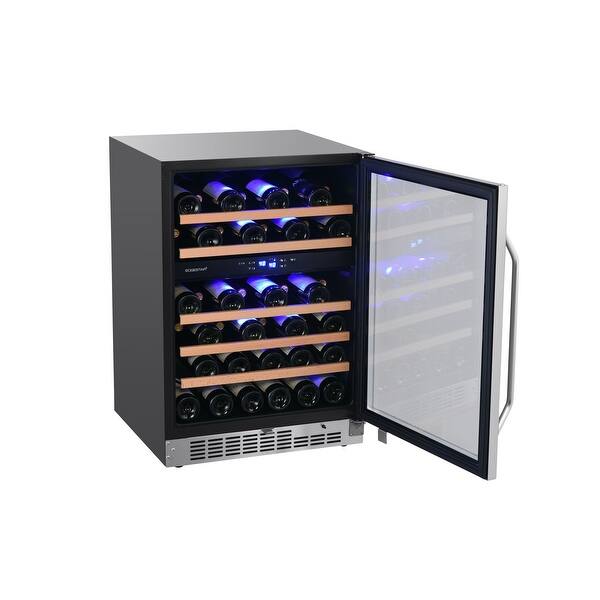 Edgestar Cwr462dz 24 Wide 46 Bottle Built In Dual Zone Wine Cooler Stainless Steel Overstock 26299662