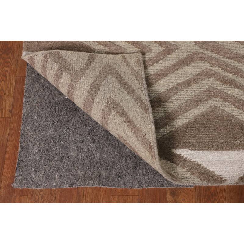 Geometric Indo Modern Area Rug Handmade Wool Carpet - 8'11"x 11'9"