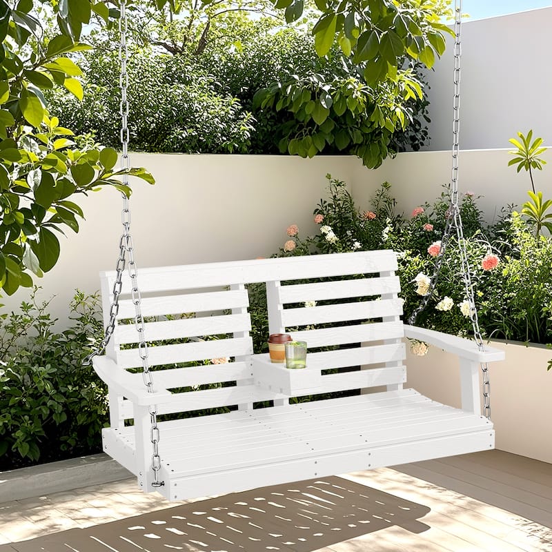 HDPE Plastic Outdoor Porch Swing 2-Person With Chains