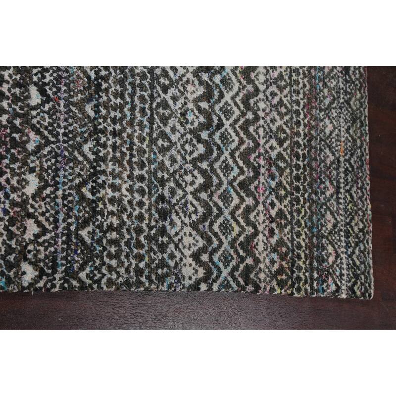 Chevron Abstract Jute/ Wool Oriental Living Room Area Rug Hand-knotted - 8'7" x 11'4"