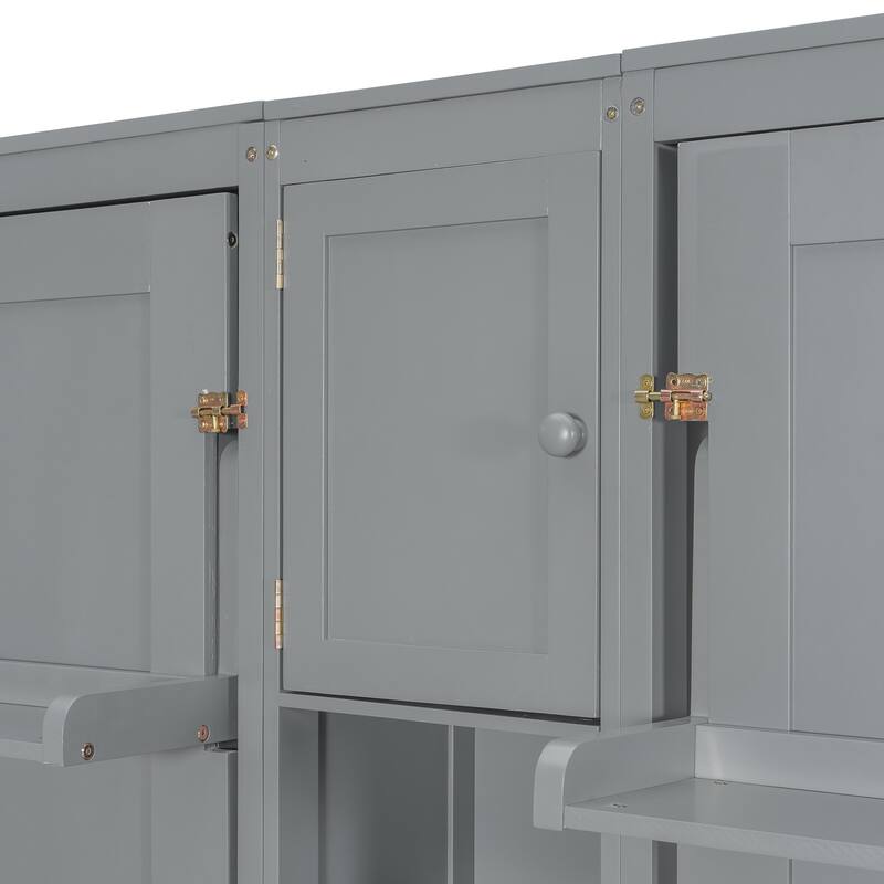 Dual Twin Wall Murphy Beds with Cabinets & Shelves, Space-Saving Bedroom Solution