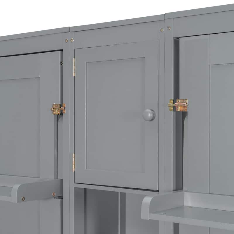 Roomfitters Twin Wall Murphy Bed System with Center Storage Shelves, Convertible Fold Down Sleeper Cabinet