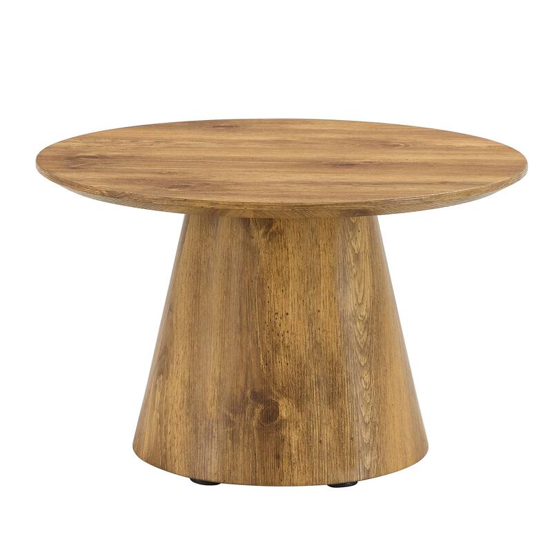 Natural Wood Grain MDF Round Coffee Table - 25.6" Diameter, 15.7" Height.Natural Wood Grain Texture Sticker