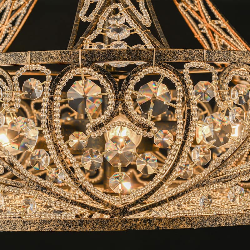 Vintage Drum Crystal Pendant Chandelier with Adjustable Height - W19.68"