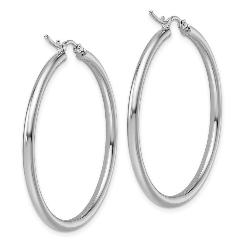 Curata 14k White Gold Polished Lightweight Tube Hoop Earrings - 41x42mm