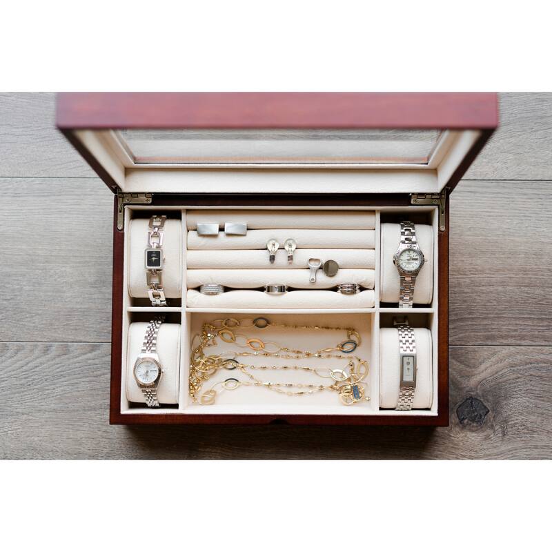 Wood Jewelry Box Watch Case, Earring Ring Bracelet Box, Jewelry