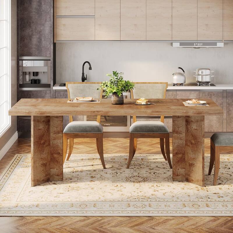 63-inch Rectangle Wooden Dining Table with Large Tabletop and Heavy Duty Legs for 4 to 6 People