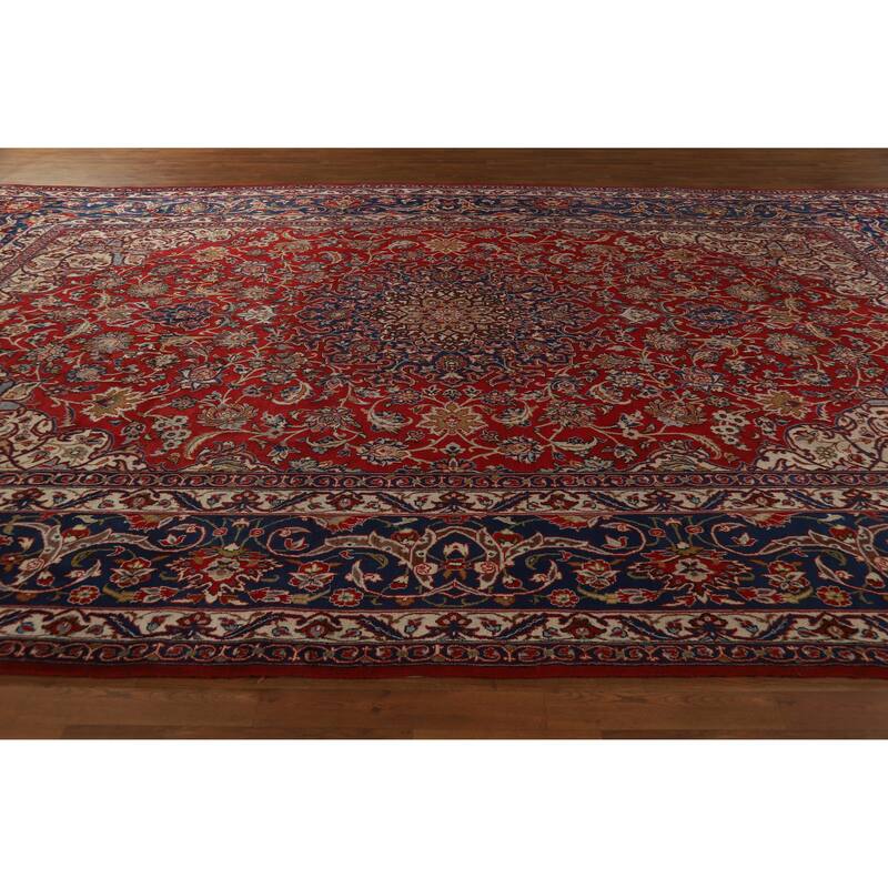Hand Knotted Oriental 100% Wool Carpet Traditional Floral Red Najafabad Area Rug - 16' 8'' X 10' 4''