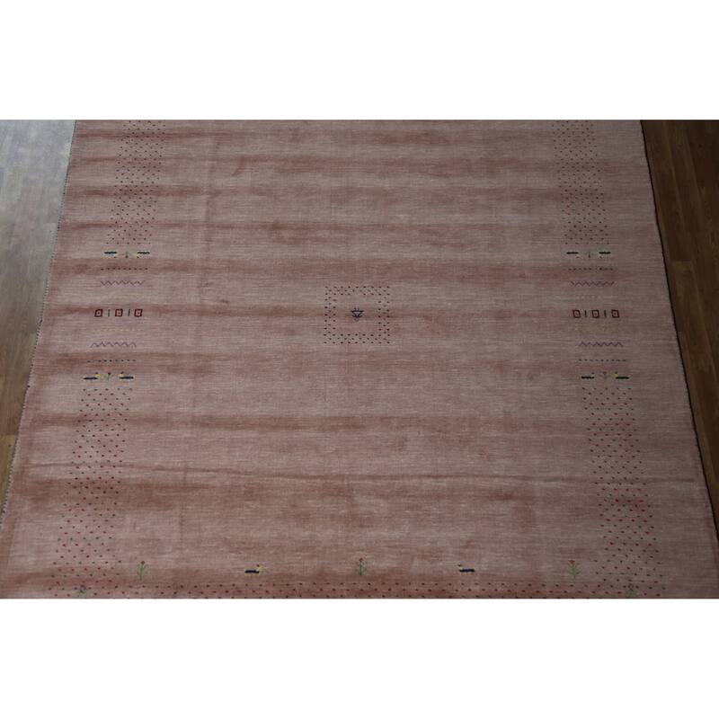 Hand Knotted Oriental 100% Wool Carpet Tribal Tribal Peach Gabbeh Area Rug - 9' 11'' X 8' 3''