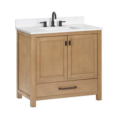 Avanity Modero 37 in. Vanity Combo in Matte Black finish and Cala White Engineered Stone Top