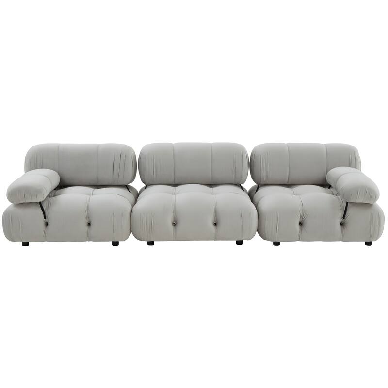 SAFAVIEH Couture Viorika Tufted Sofa - 113Wx37Dx27H - Light Grey
