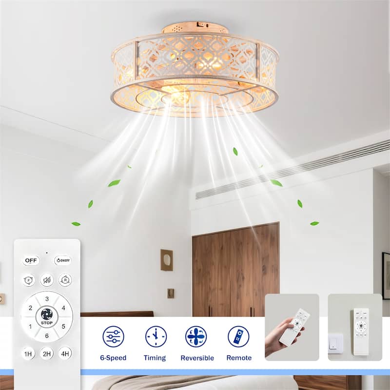 20" Flower Style Iron Ceiling Fans with Remote Control, NOT Included Bulbs