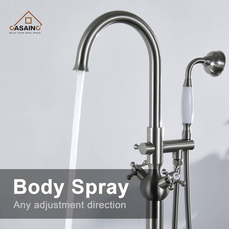 Freestanding 2-Handles Bathtub Faucet with Hand Shower