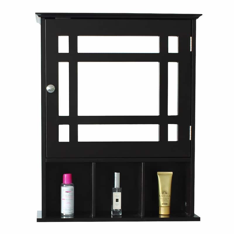 Three Compartment Storage Bathroom Cabinet - Espresso/White