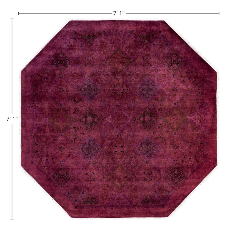 Overdyed One-of-a-Kind Hand-Knotted Area Rug - Purple - 7' 1" x 7' 1"