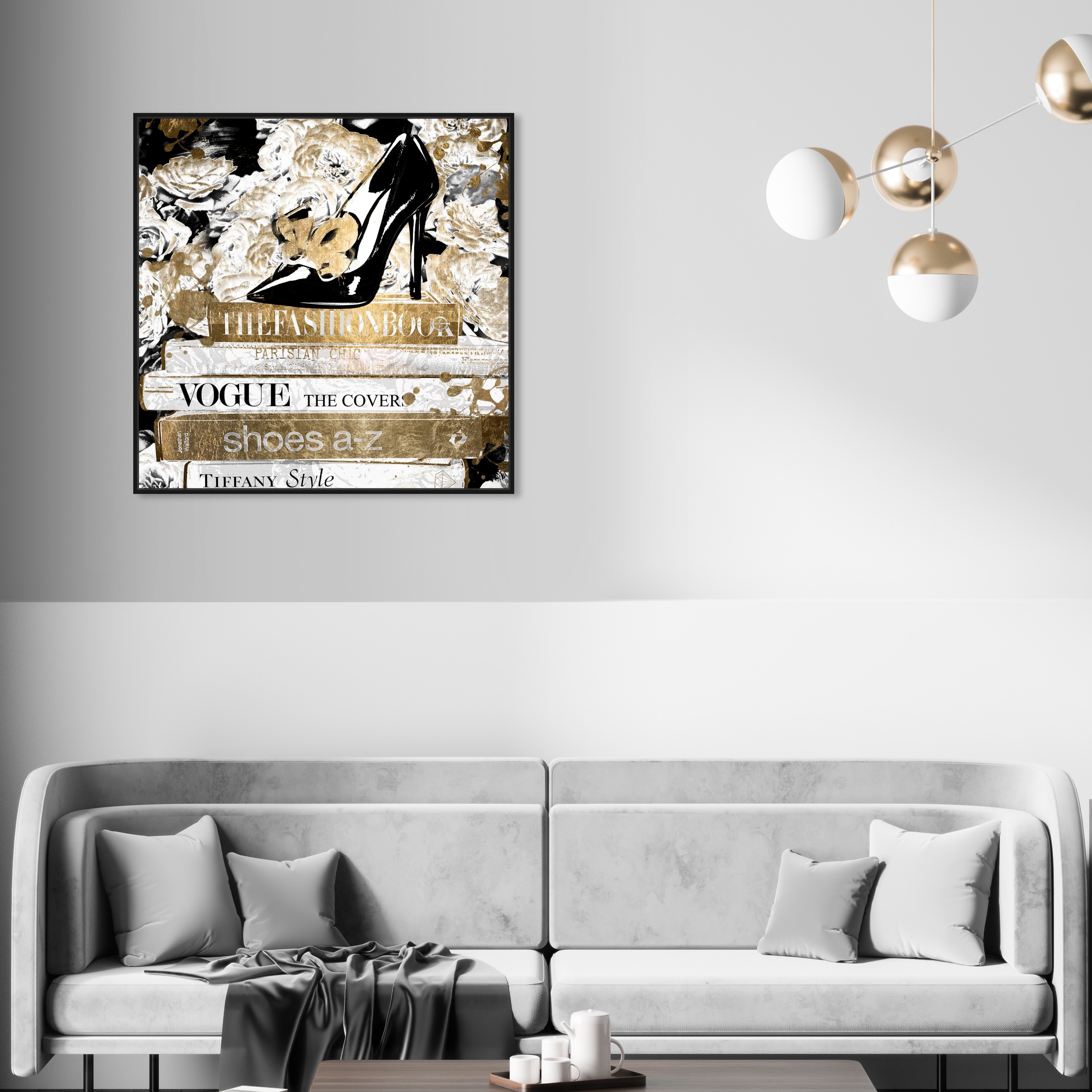 Oliver Gal Fashion and Glam Wall Art Framed Canvas Prints 'Clear Fashion  Thoughts Night' Shoes - Black, Gold - Bed Bath & Beyond - 30896808