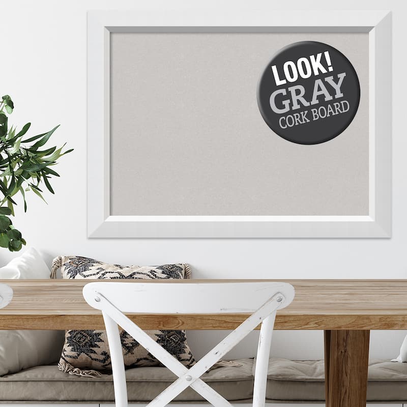Framed Grey Cork Board, Blanco White
