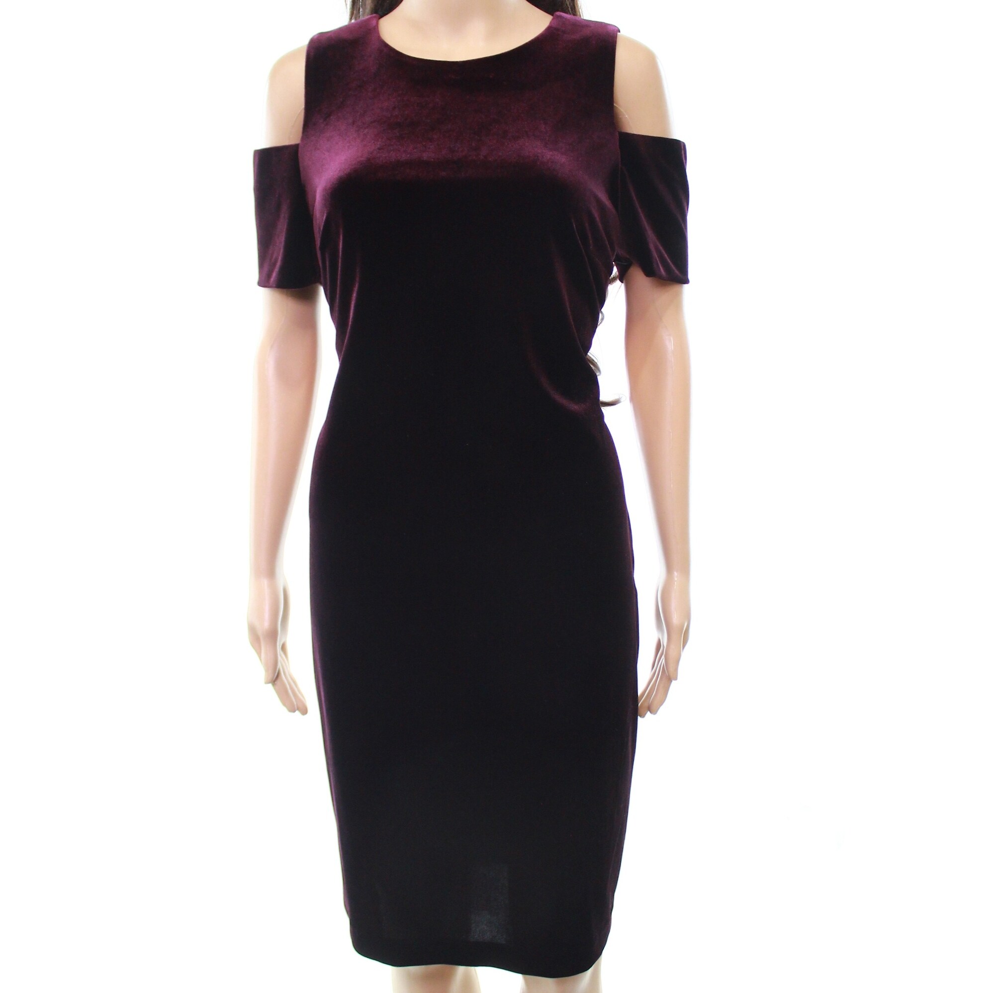 calvin klein velvet cold shoulder dress