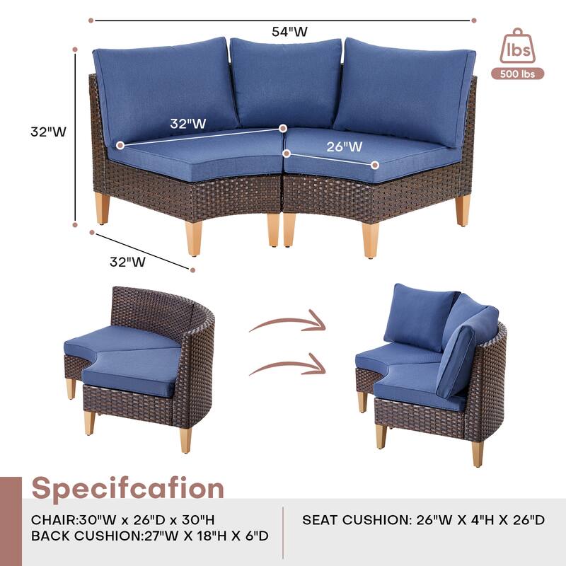 Patio Curved Sofa Set PE Rattan Sofa