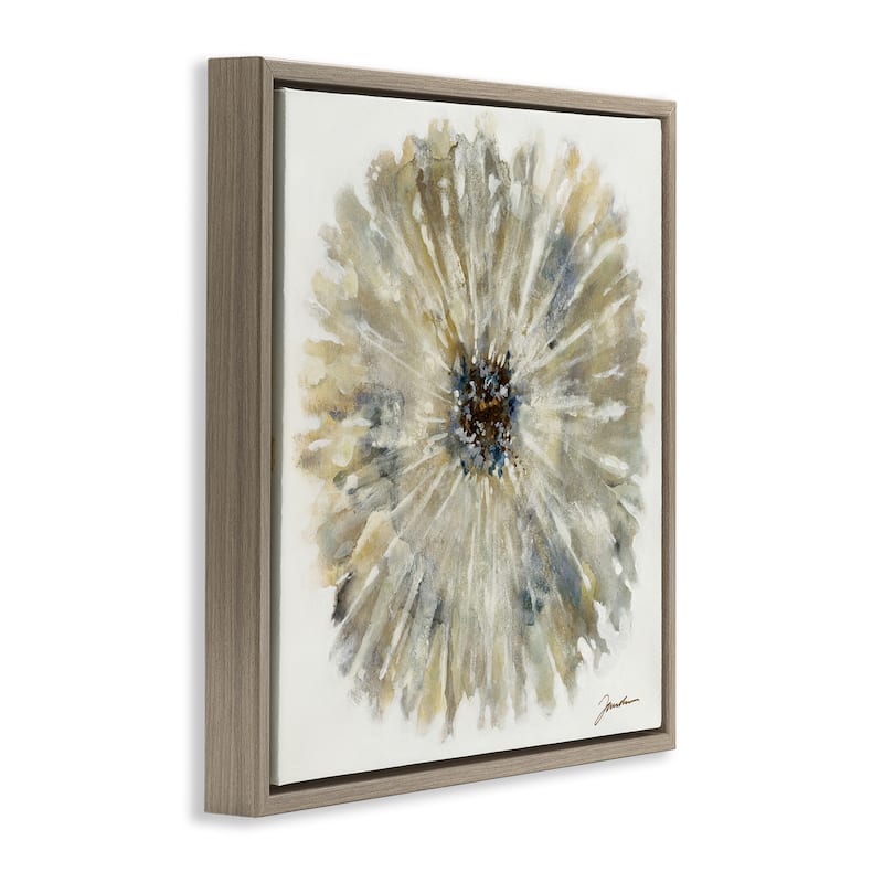 Stupell Neutral Rustic Abstract Flower Framed Floater Canvas Wall Art Design By Liz Jardine