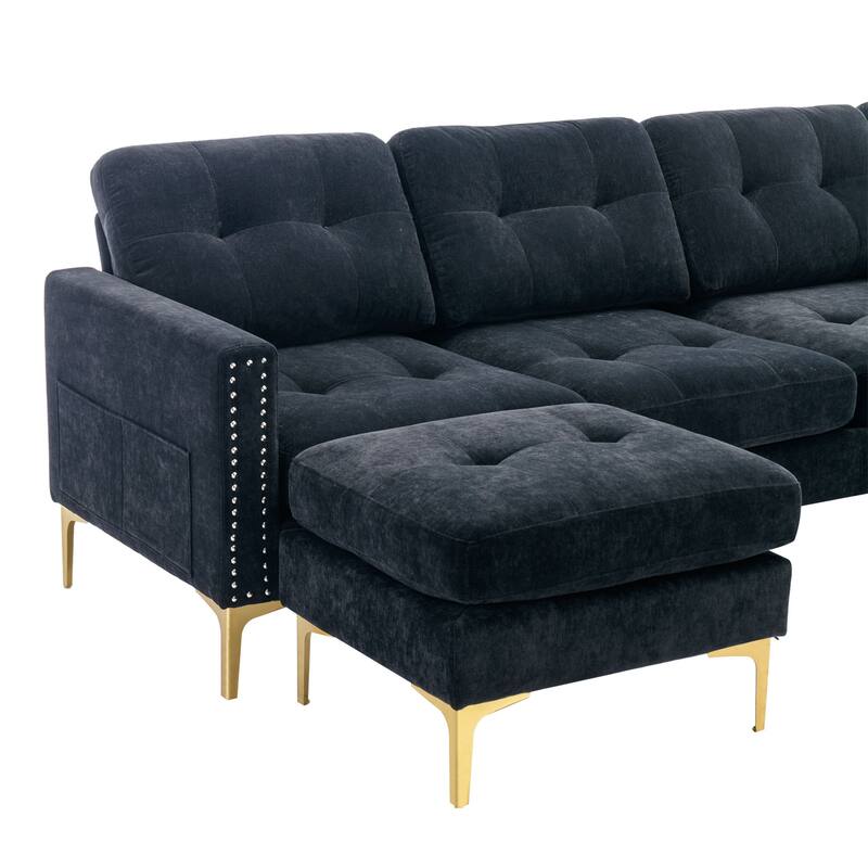 110" L-Shape Convertible Sectional Sofa Couch