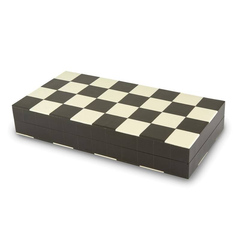 Curata Horn and Bone Chess Set with Geometric Chessmen