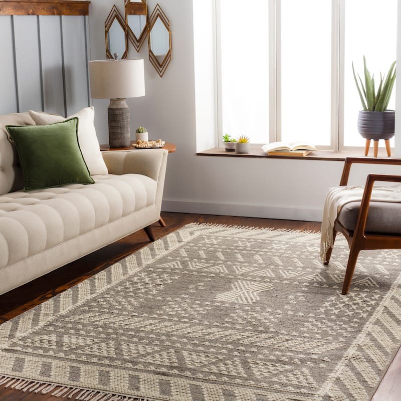 Artistic Weavers Myrto Handmade Bohemian Geometric Area Rug - 2' x 3' - Grey