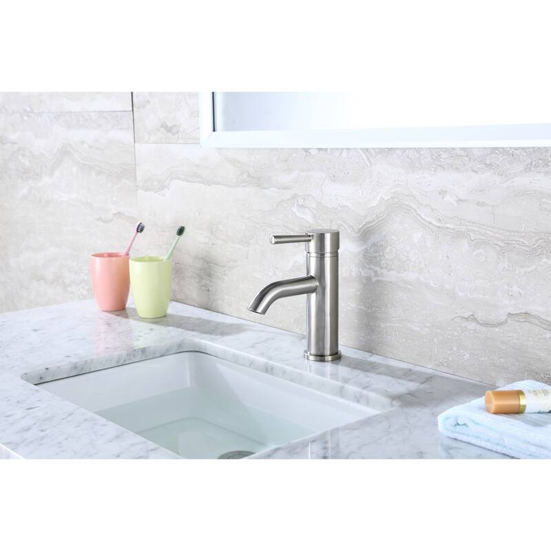 Luxier BSH03-S Single Handle Single Hole Bathroom Faucet with Drain - Brushed Nickel