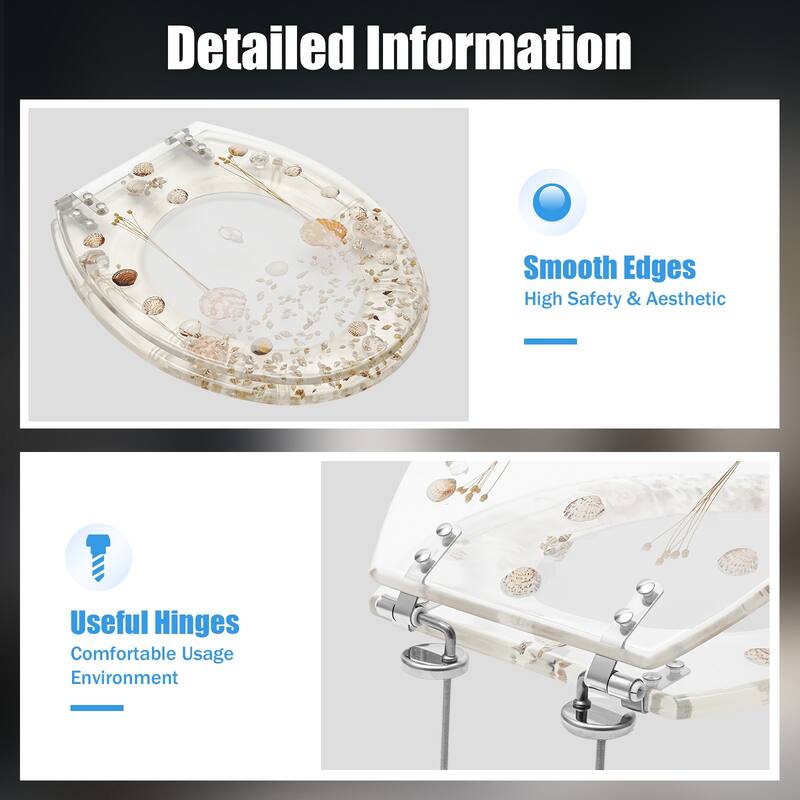 Transparent Resin Shell Polyresin Toilet Seat