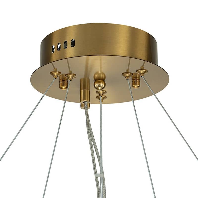 Luxury Faceted Crystal Dimmable LED Tiered Chandelier - Brass