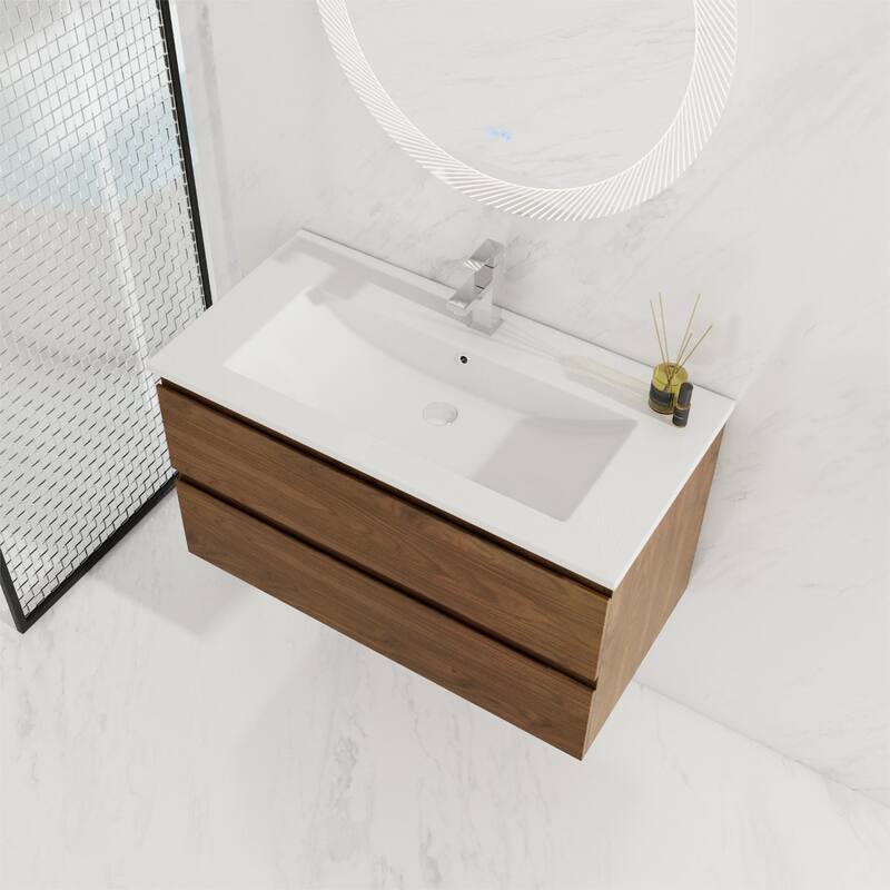 BNK 24"/30"/36'' Single Sink Bathroom Vanity with Two Soft Close Drawers