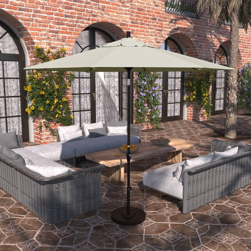 California Umbrella 9' Rd Alum Crank Open Auto Tlit Patio Umbrella - Canvas