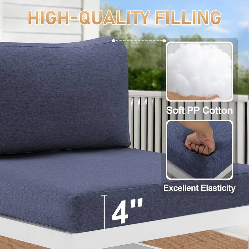 FINCATI Outdoor Furniture Aluminum Patio Set White Aluminum Outdoor Sofa with Thick Cushions and 29 Inch Deep Seat