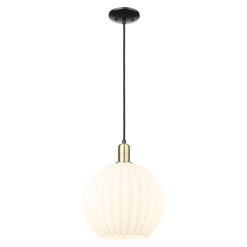 Innovations Lighting Endless Possibilities Arcadia - White Venetian - 1 Light 12" Cord Hung Mini Pendant - Black Antique Brass