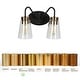 preview thumbnail 10 of 21, Modern Black Gold Bathroom Vanity Light Wall Sconces with Seeded Glass