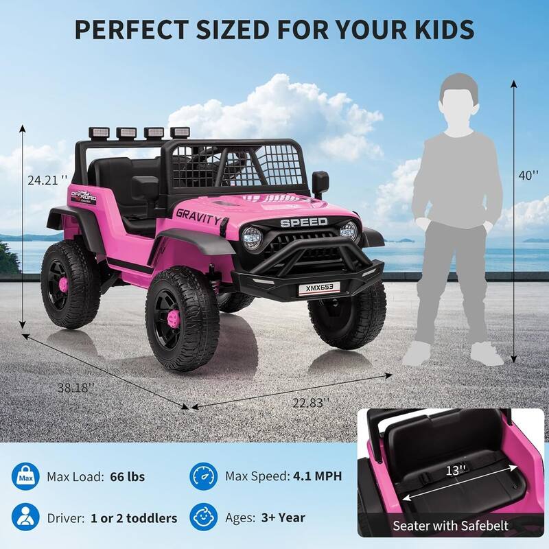 Electric Vehicles 12V Ride on Car for 3+ Kids Best Gift, Pink