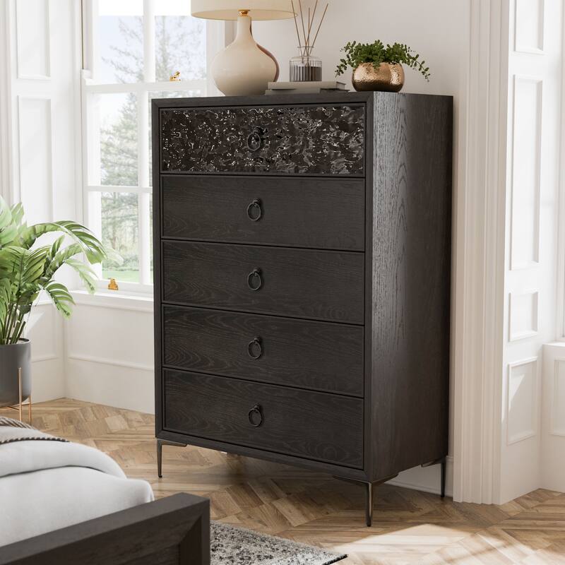 Furniture of America Fable Modern Solid Wood 5-Drawer Chest - Espresso